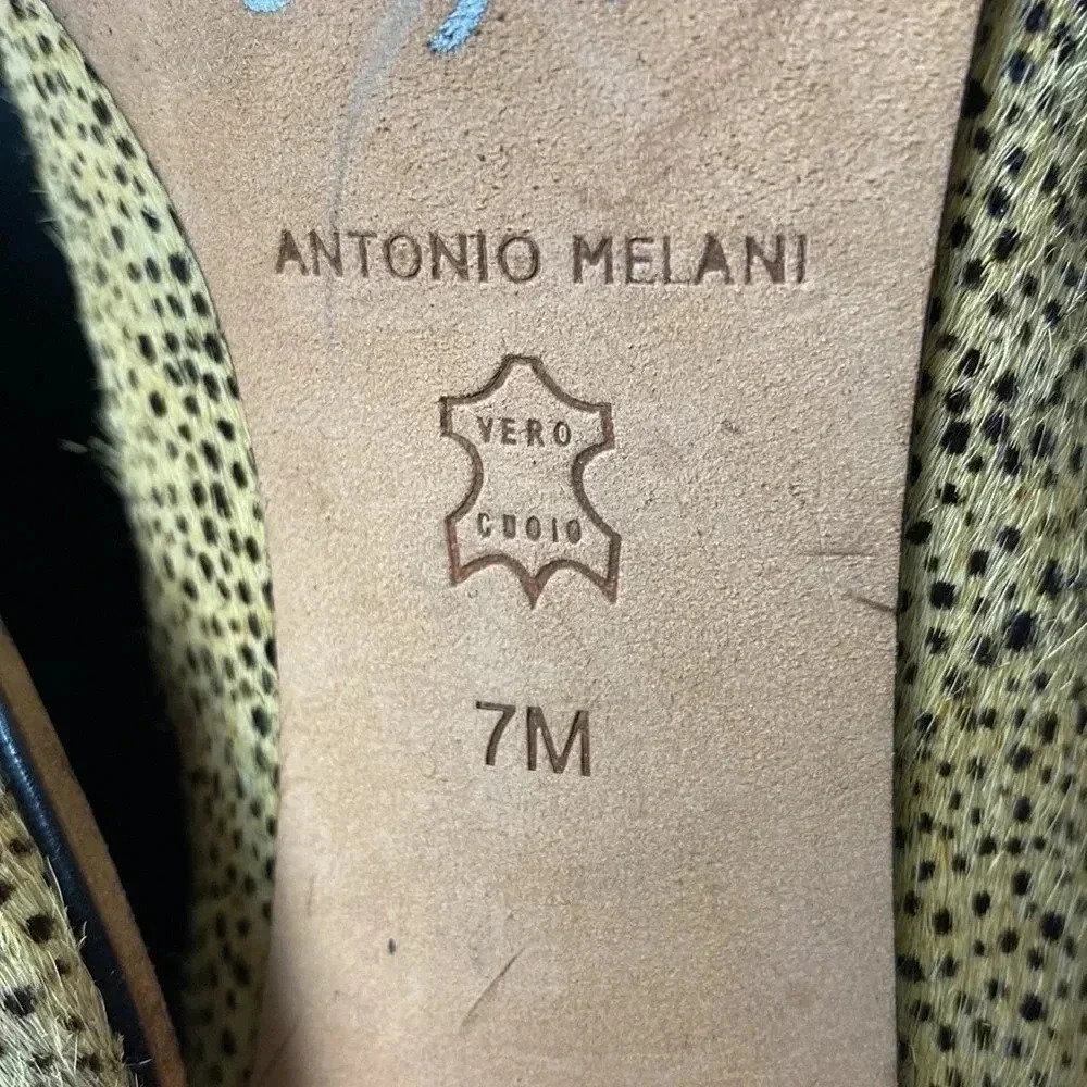 ANTONIO MELANI WO SIZE 7 TAN FUR BLACK DOTTED ANIMAL PRINT LEATHER UPPER - Picture 9 of 14
